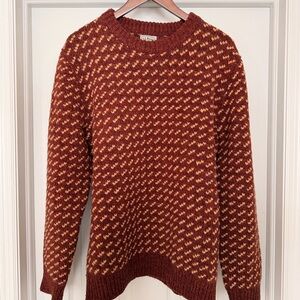 L.L. Bean Men's Crewneck Sweater in Maroon and Beige
